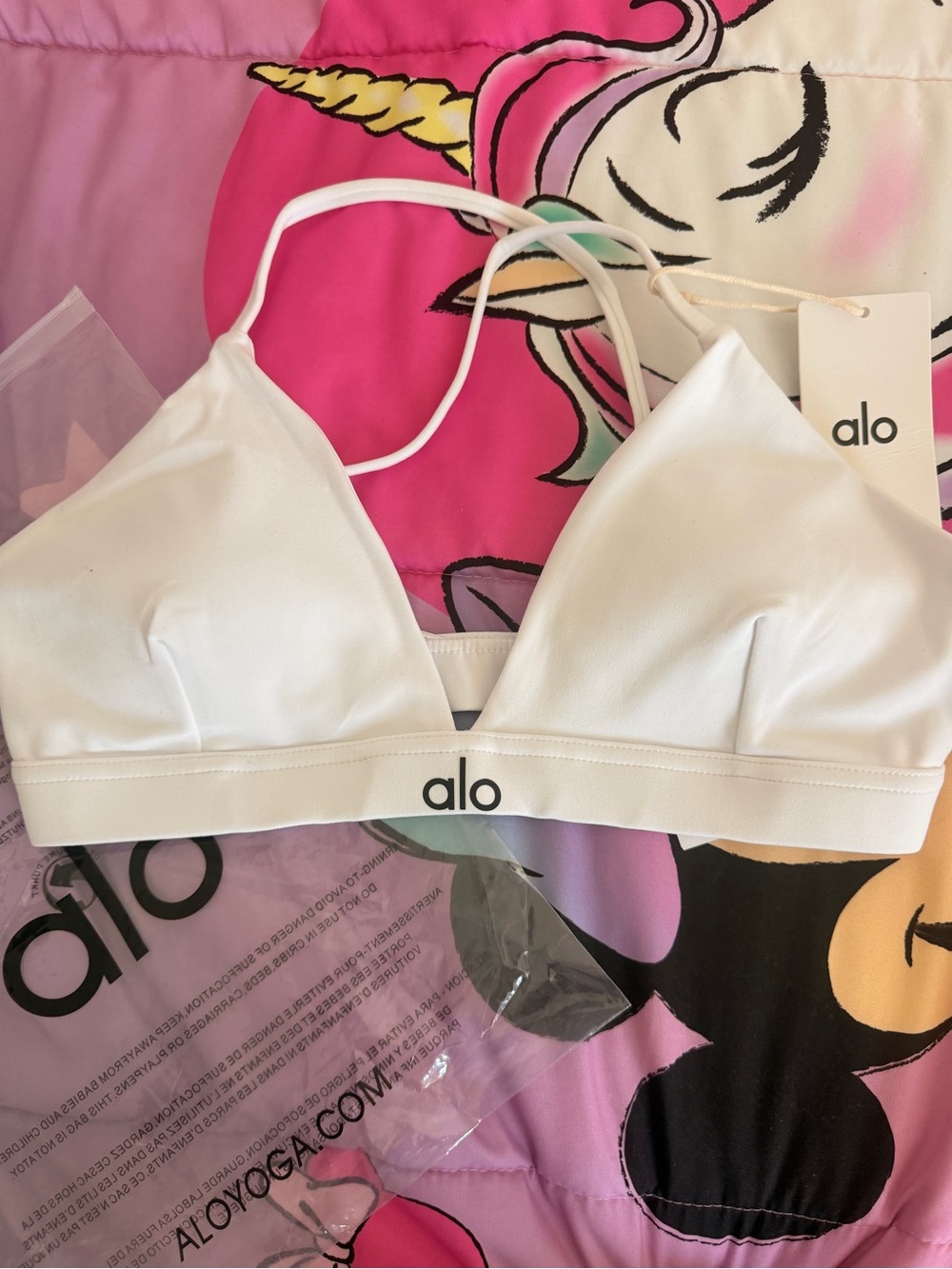 ALO Yoga White Triangle Bralette with Thin Straps